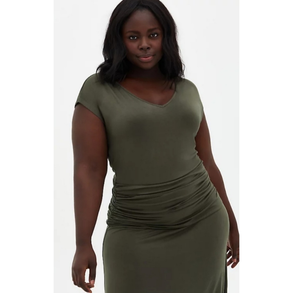 Torrid OLIVE JERSEY MAXI DRESS (3X) - Picture 2 of 5